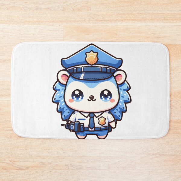 Item preview, Cute Kawaii Hedgehog Police Officer - Law and Adorableness Enforcer designed and sold by PuffPuffPrint.
