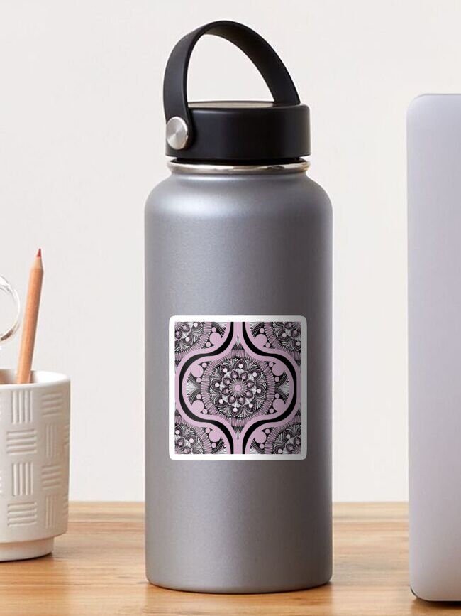Sticker, Intangible Pink Lavender Dot Mandala Ogee designed and sold by Triplicate Limited