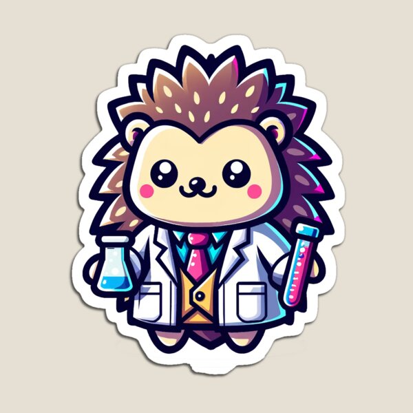 Item preview, Adorable Kawaii Hedgehog Scientist Artwork designed and sold by PuffPuffPrint.