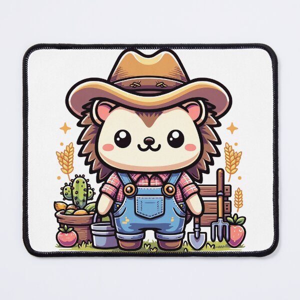 Item preview, Charming Kawaii Hedgehog Farmer Artwork designed and sold by PuffPuffPrint.