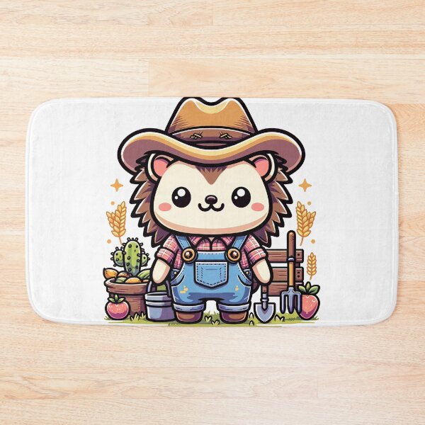 Item preview, Charming Kawaii Hedgehog Farmer Artwork designed and sold by PuffPuffPrint.