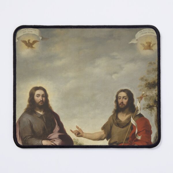 Item preview, Christian Art of Estéban Murillo - Saint John the Baptist Pointing to Christ - Jesus designed and sold by HeavenArtStudio.