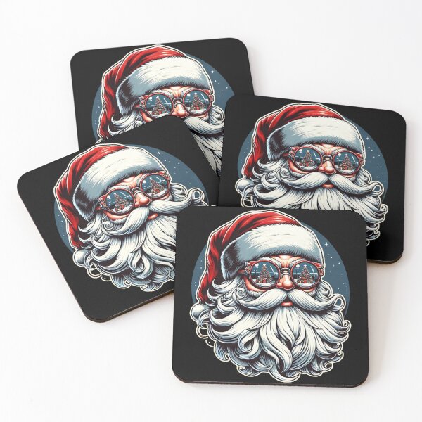 Item preview, Holiday Style with a Retro Touch: Santa in Fashionable Glasses designed and sold by ArtFeverShop.