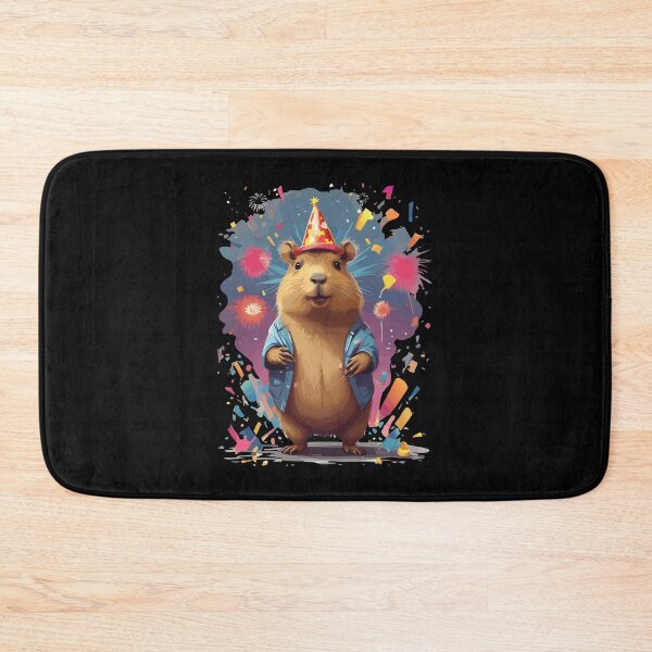 Item preview, Capybara at a party. Background with fireworks. designed and sold by twisted-dot.
