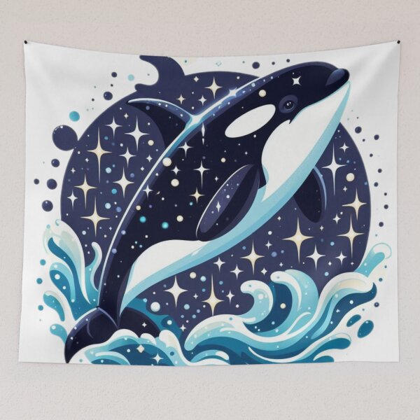 Item preview, Orca Jumping Out Of Sparkly Water designed and sold by FuzyFriendHaven.