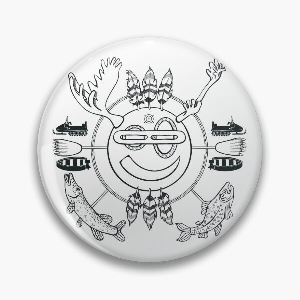 Item preview, The Happy Hunter - Contemporary Yup'ik Mask - Dark Outline designed and sold by SKYE CAMPBELL.
