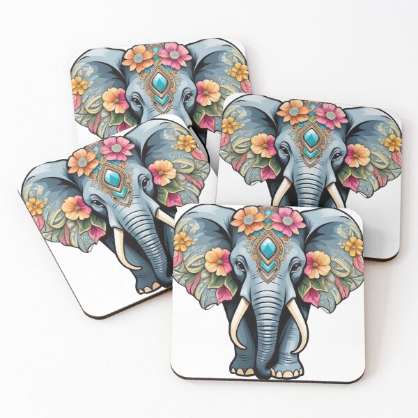 Item preview, Elephant illustration with flowers designed and sold by solaris999.