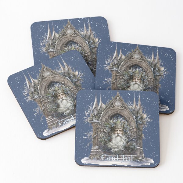 Item preview, Blue snowy Nordic (God Jul) Father Christmas in Gothic Archway  designed and sold by Uexpressme.