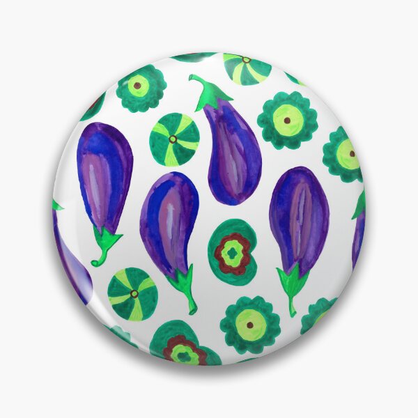 Item preview, Purple eggplant with green leaves on a white background  designed and sold by lifepnp.