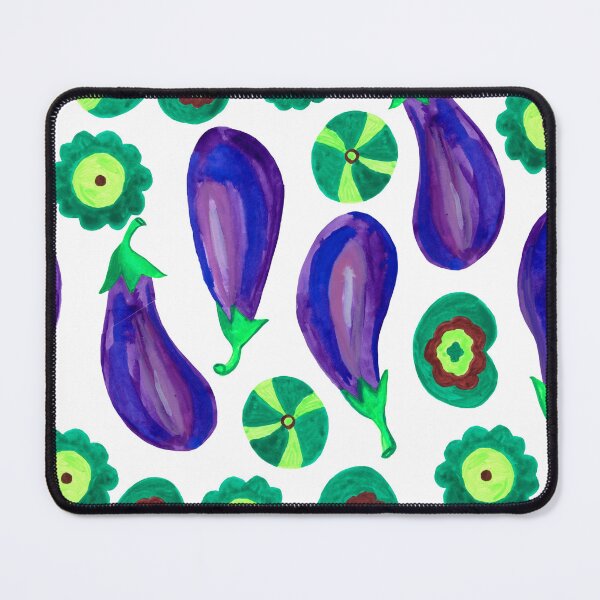 Item preview, Purple eggplant with green leaves on a white background designed and sold by lifepnp.