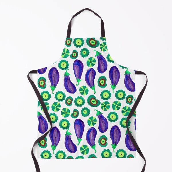 Item preview, Purple eggplant with green leaves on a white background  designed and sold by lifepnp.