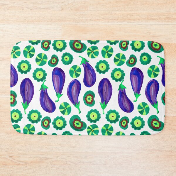 Item preview, Purple eggplant with green leaves on a white background  designed and sold by lifepnp.