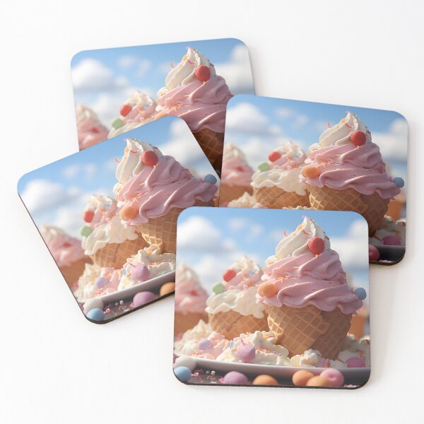 Item preview, Ice cream swirl cones, food art, surreal, pastel background with clouds designed and sold by Gabi.Media.