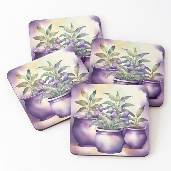 Item preview, Purple orchid and leaves in a pots designed and sold by Modern-Tropical.