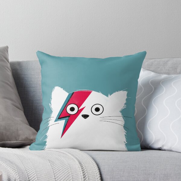 Cat Bowie (White Version) Throw Pillow