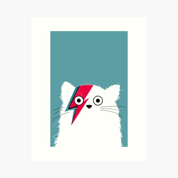 Cat Bowie (White Version) Art Print