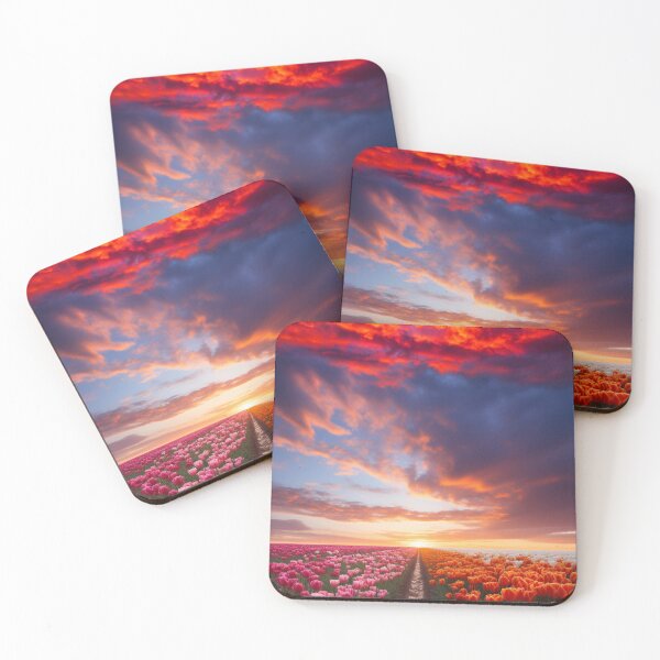 Item preview, Tulip Field Red Sky designed and sold by Hartbecke.