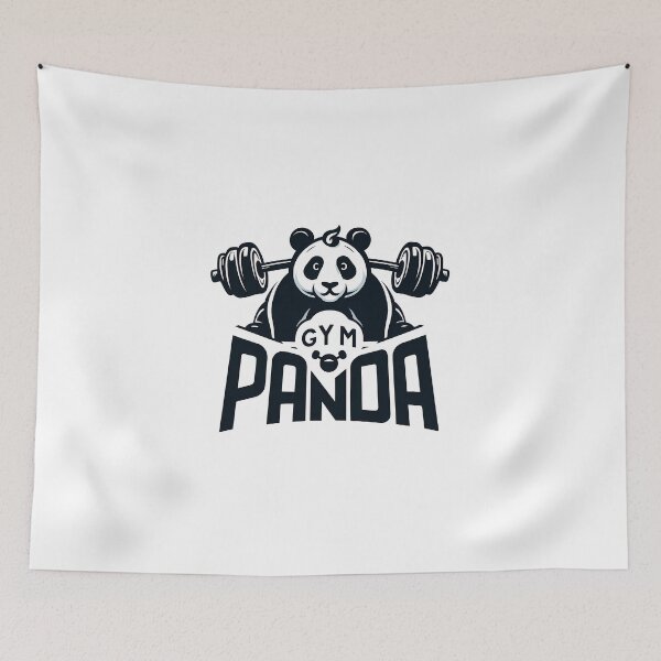 Item preview, cute panda lifting barbell gym panda  designed and sold by ArsiStrenght.
