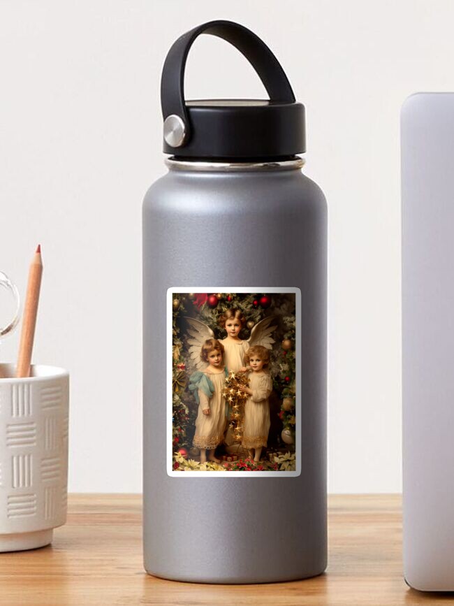 Thumbnail 1 of 3, Sticker, Vintage Christmas Angel designed and sold by phatpuppyart.