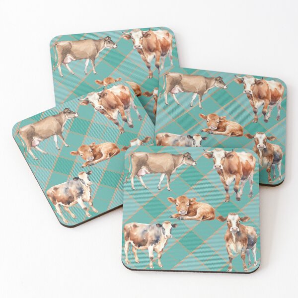 Item preview, Cows Plaid Teal designed and sold by Ashley Gagnon.