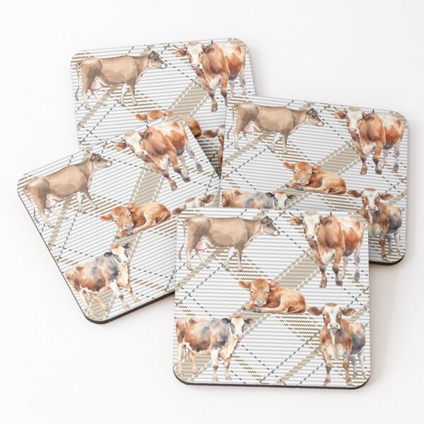 Item preview, Cows Plaid Cream  designed and sold by Ashley Gagnon.