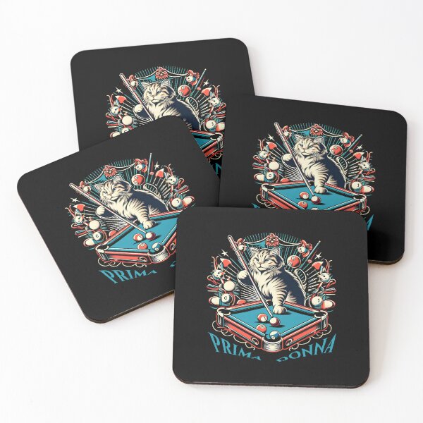 Item preview, Retro billiards playing diva cat, vintage and graphical cute kitten designed and sold by posterflunz.