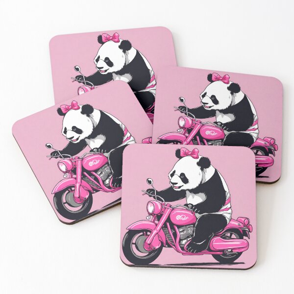 Artikelvorschau, Pink Panda Riding Pink Motorcycle entworfen und verkauft von Kimberly Rodriguez.