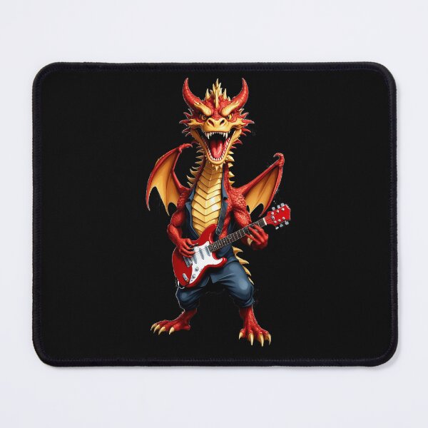 Item preview, Red and gold dragon playing the guitar with energy designed and sold by PETS ABC.