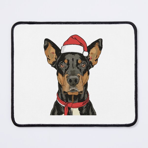 Item preview, Vintage Pop Art Natural Ear Doberman red hat santa christmas designed and sold by DrawHandArt.