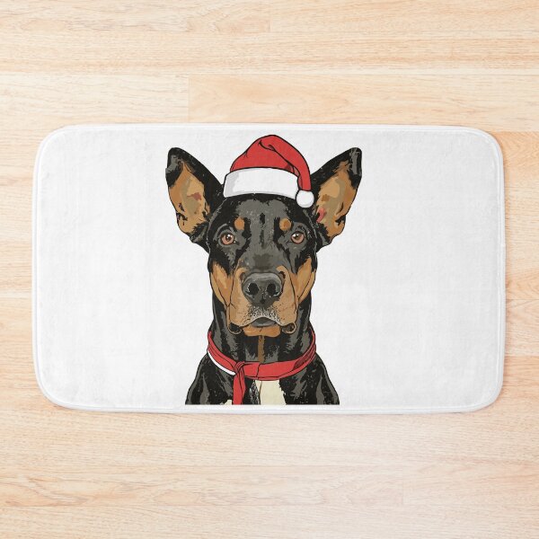 Item preview,  Vintage Pop Art Natural Ear Doberman red hat santa christmas designed and sold by DrawHandArt.