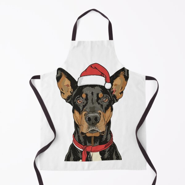 Item preview, Vintage Pop Art Natural Ear Doberman red hat santa christmas designed and sold by DrawHandArt.
