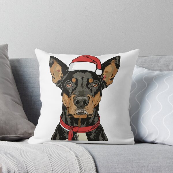 Item preview,  Vintage Pop Art Natural Ear Doberman red hat santa christmas designed and sold by DrawHandArt.