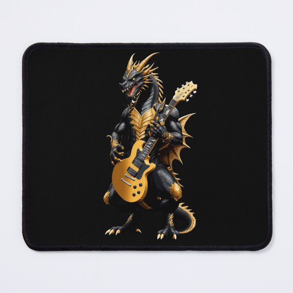 Item preview, Black and gold dragon playing the guitar with energy designed and sold by PETS ABC.