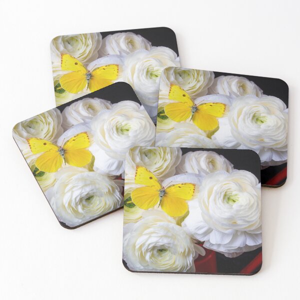 Item preview, Yellow Butterfly On White Ranunculus designed and sold by Garry Gay.
