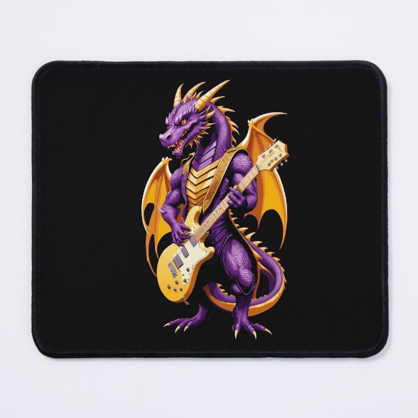 Item preview, Big purple and gold dragon playing the guitar with energy designed and sold by PETS ABC.