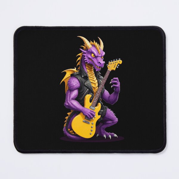 Item preview, Purple and gold rocker dragon playing the guitar with energy designed and sold by PETS ABC.
