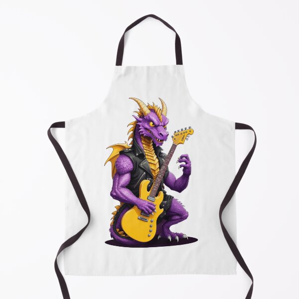 Item preview, Purple and gold rocker dragon playing the guitar with energy designed and sold by PETS ABC.