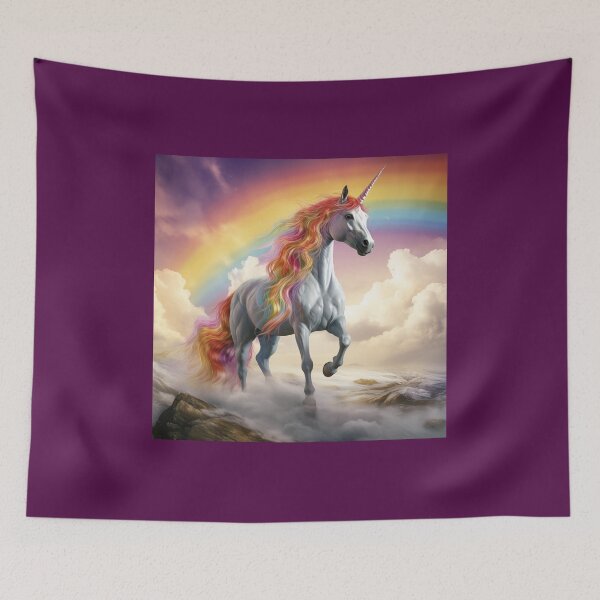 Item preview, Unicorn with Colorful Mane under a Rainbow designed and sold by Samuelsboro.