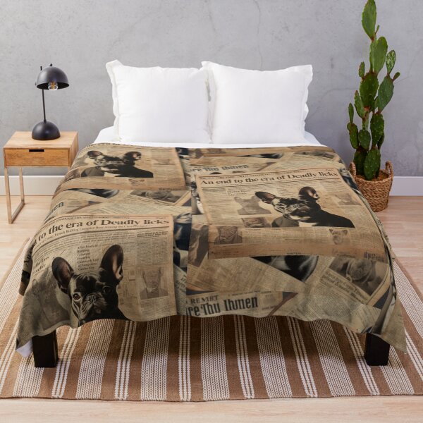 Item preview, Unleash the Frenchie Fiasco, Vintage Newspaper, End to era of deadly licks, Perfect gift for crime-loving dog enthusiasts, FrenchBulldog designed and sold by PrintMates.