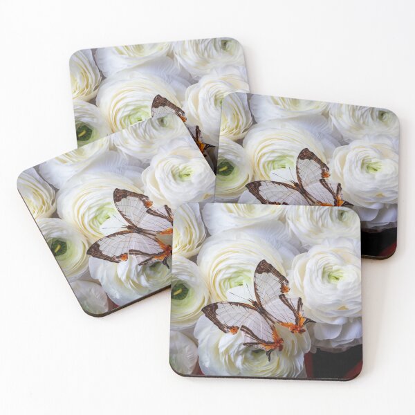 Item preview, Exotic White Butterfly On With Ranunculus Flowers designed and sold by Garry Gay.