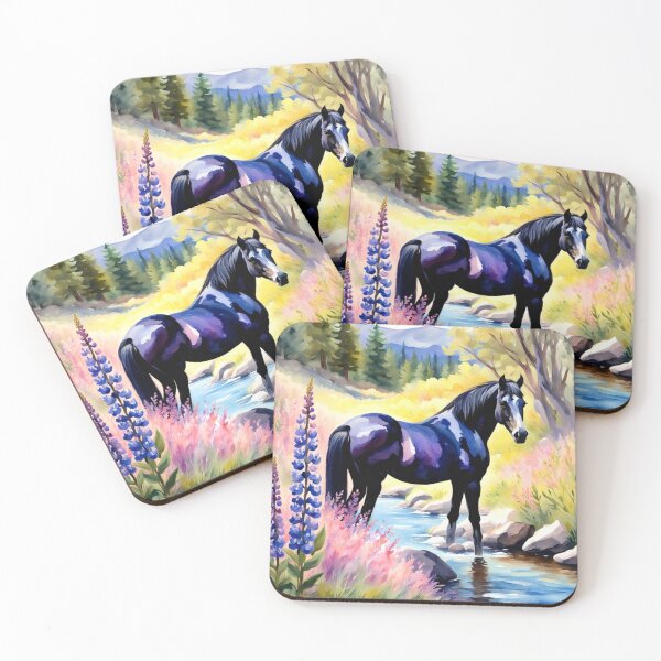 Item preview, Horse In Brook Surrounded By Wild Lupine Flowers  designed and sold by Gabriela McDaniel.