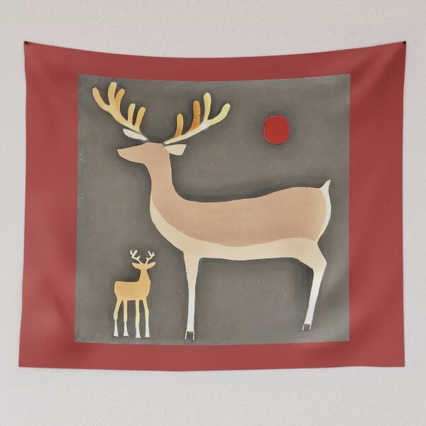 Item preview, Two Deers with a Low Sun and Feint Snowfall designed and sold by David Bath.