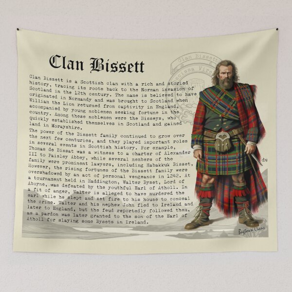 Item preview, Clan Bissett Scottish History  designed and sold by BagTown Clans.