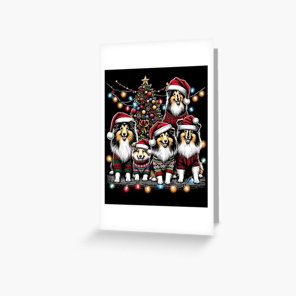 Item preview, Shetland Sheepdog Family Light Vintage Christmas Tree Ugly Sweater Santa's Hat Xmas designed and sold by JoelFox165.