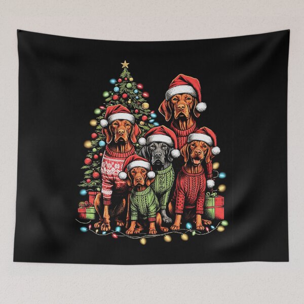 Item preview, Vizsla Dog Family Light Vintage Christmas Ugly Sweater Santa's Hat Xmas designed and sold by JoelFox165.