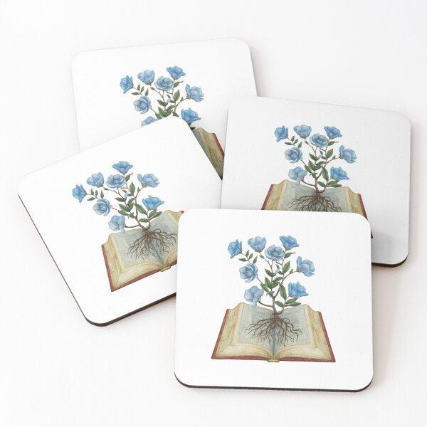 Item preview, Flowers Growing From Book | Blue Flowers With roots on sheets of paper | Little Blue Flowers S designed and sold by CircinusStore.