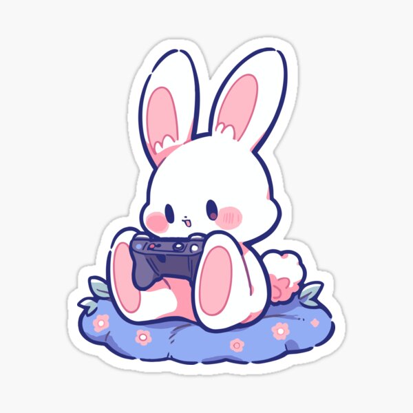 "A tiny rabbit playing video games" Sticker for Sale by etherElric ...
