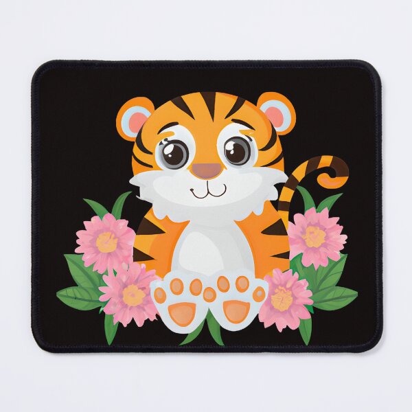 Item preview, Baby Tiger with Flowers designed and sold by TigerRoseStudio.