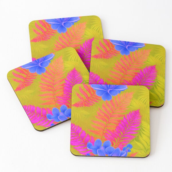 Item preview, Bright Neon Yellow - Tropical Fern Leaves Pattern Décor designed and sold by SassyArtistry.