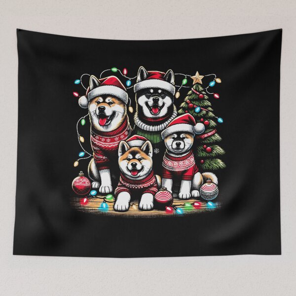 Item preview, Akita Dog Family Vintage Christmas Tree Ugly Sweater Santa's Hat Xmas designed and sold by JoelFox165.